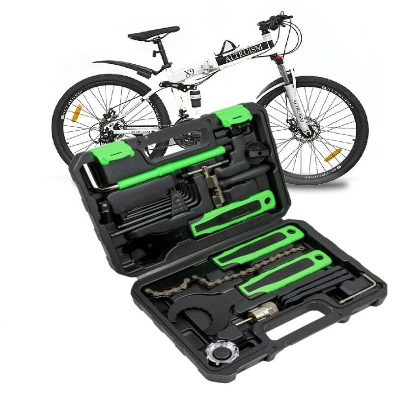 foto del prodotto kit riaparazione bici in valigetta 20 pz kit attrezzi bicicletta jbm ricambi bic