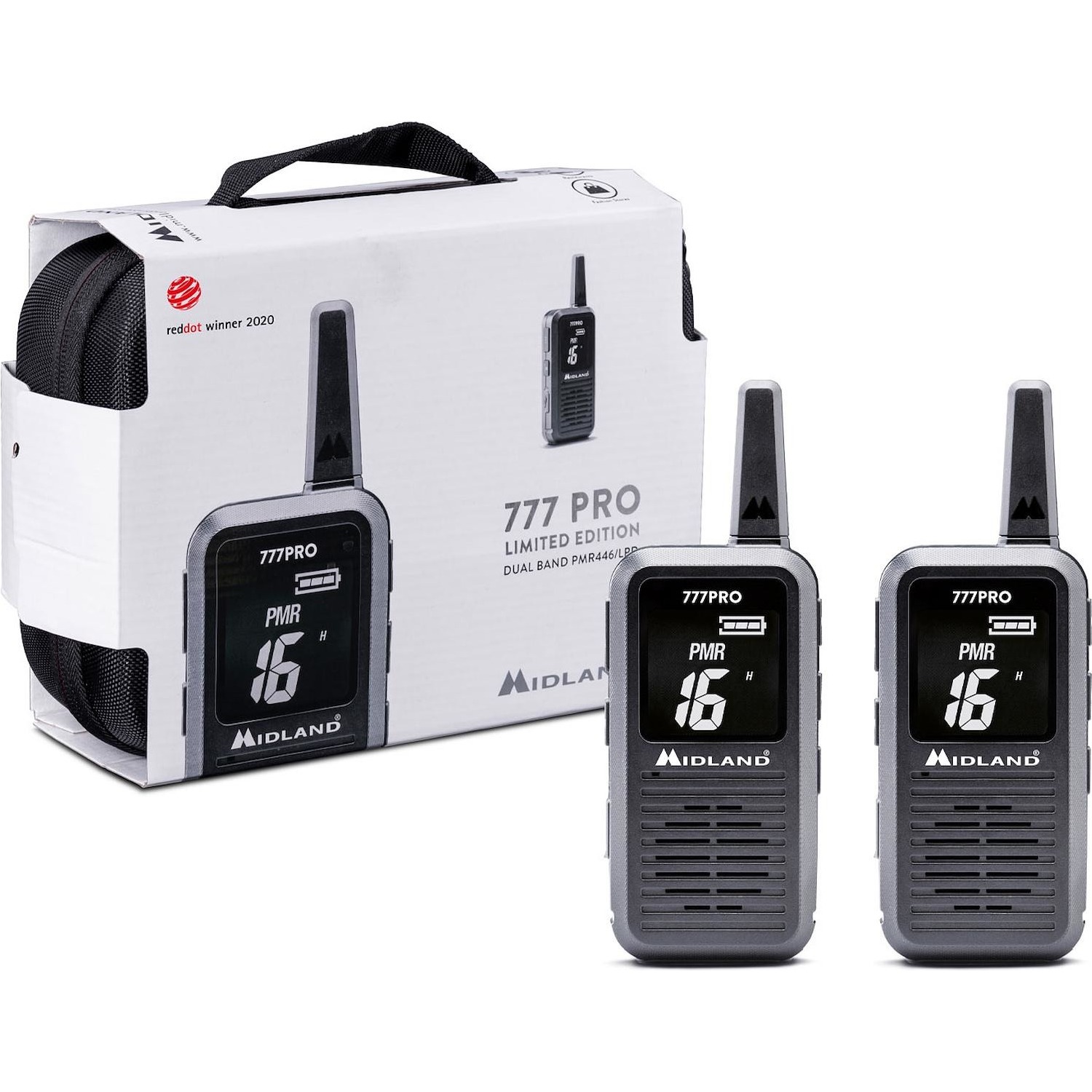 foto del prodotto kit ricetrasmittente midland 777 pro auricolari laccetto borsa
