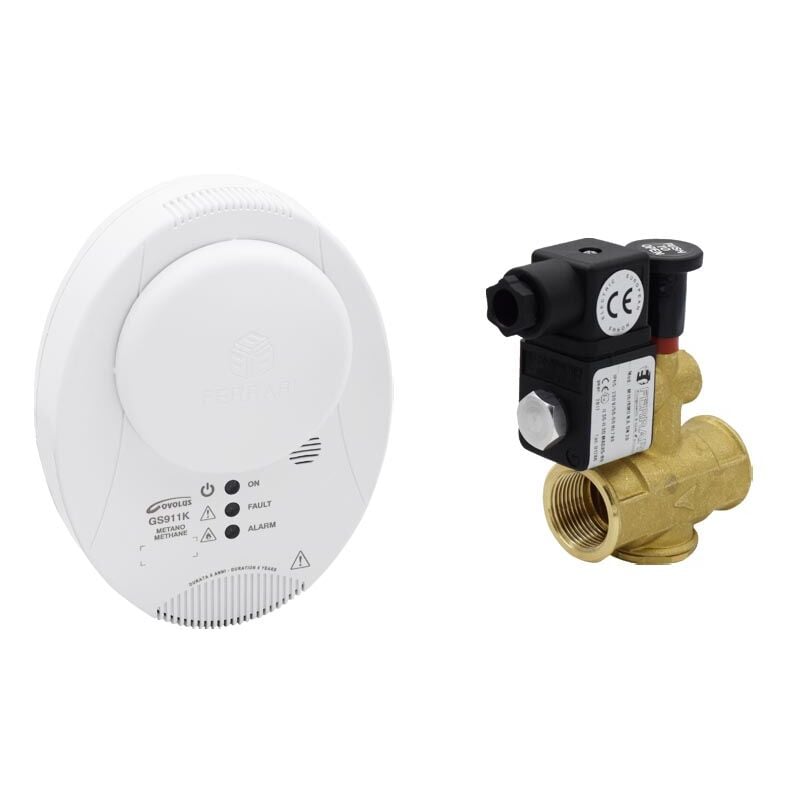 foto del prodotto kit rilevazione fughe gas uso civile con ev riarmo manuale na kit riv.040191 gpl + ev na 3/4' 042301