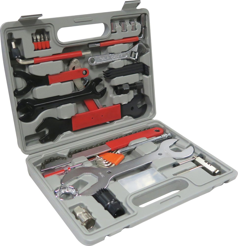 foto del prodotto kit riparazione bici in valigietta 44 pz universale 3,05 kg