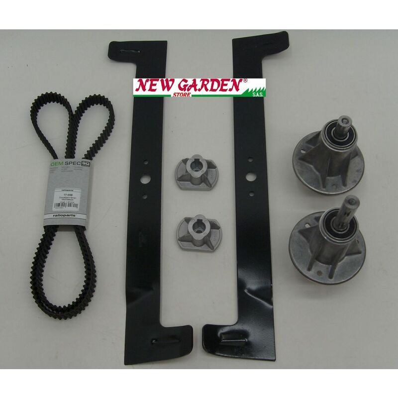 foto del prodotto kit riparazione trattorino rasaerba twincut 122 mozzi lama cinghia stiga