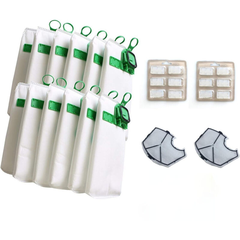 foto del prodotto kit sacchetti aspirapolvere compatibile per vorwerk kobold vk140 vk150 con filtro di ricambio 12 sacchetti 2 filtri motore 12 fragranze