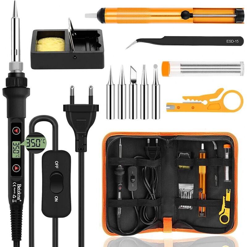 foto del prodotto kit saldatore digitale di precisione elettronico da 80 w, temperatura regolabile 180 520 c visibile, kit stazione di saldatura con interruttore