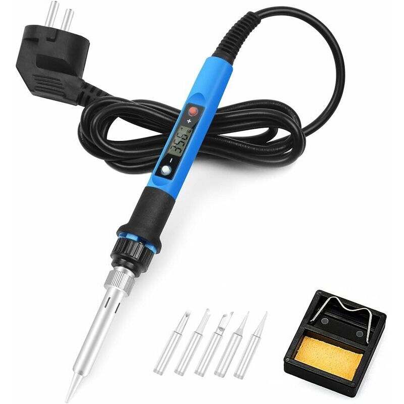 foto del prodotto kit saldatore, toolour 80w 220v strumento per saldatore a temperatura regolabile a riscaldamento rapido con 180 480 , display led digitale, punte di