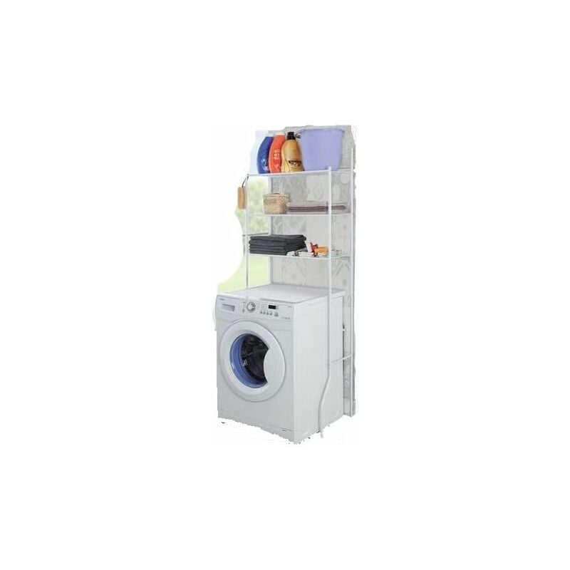foto del prodotto kit scaffale in acciaio per lavatrice 3 ripiani 26 36x66xh177 cm bianco 39480 
