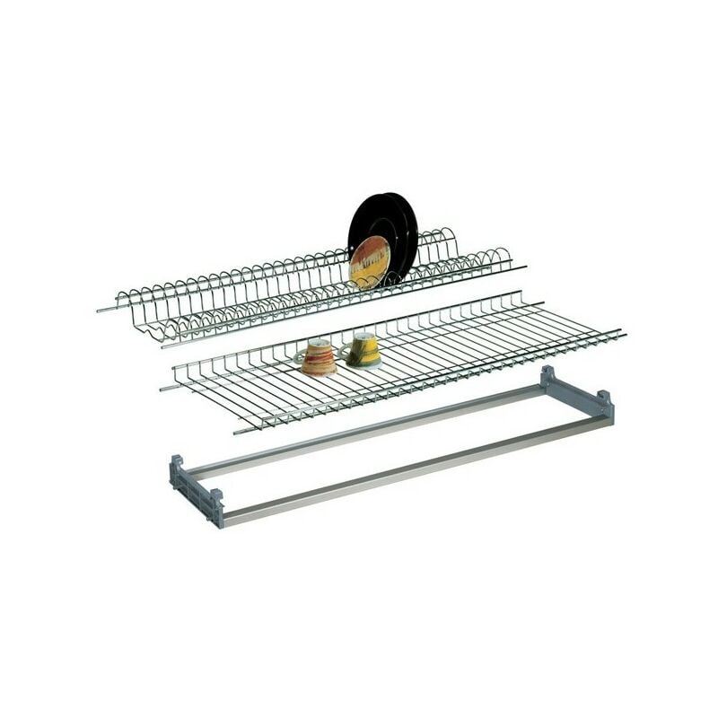 foto del prodotto kit scolapiatti cromato da incasso con telaio regolabile 86x25 cm