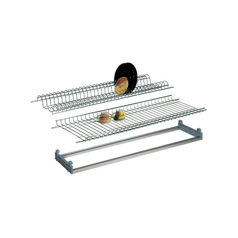 foto del prodotto kit scolapiatti cromato da incasso regolabile e vaschetta 76x25 cm