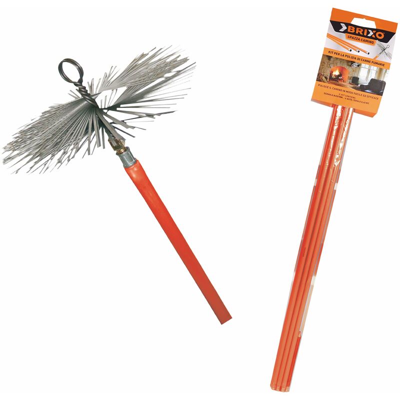 foto del prodotto kit scovolo spazzacamino per pulizia canna fumaria con aste brixo 250 mm