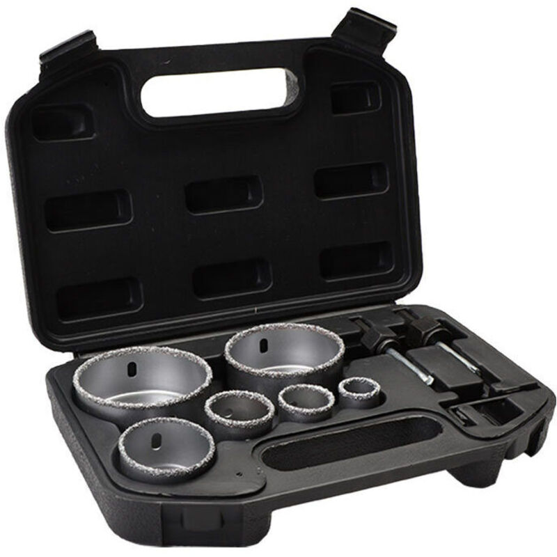 foto del prodotto kit sega a tazza per piastrelle rivestite diamantate con scatola di immagazzinaggio in lega 6 fori 22 73 mm taglio di calcestruzzo durevole e