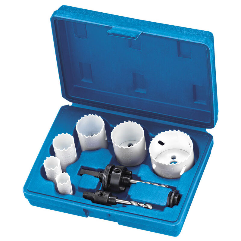 foto del prodotto kit seghe a tazza idraulico in valigetta 9 pz per trapano fervi 0712 008