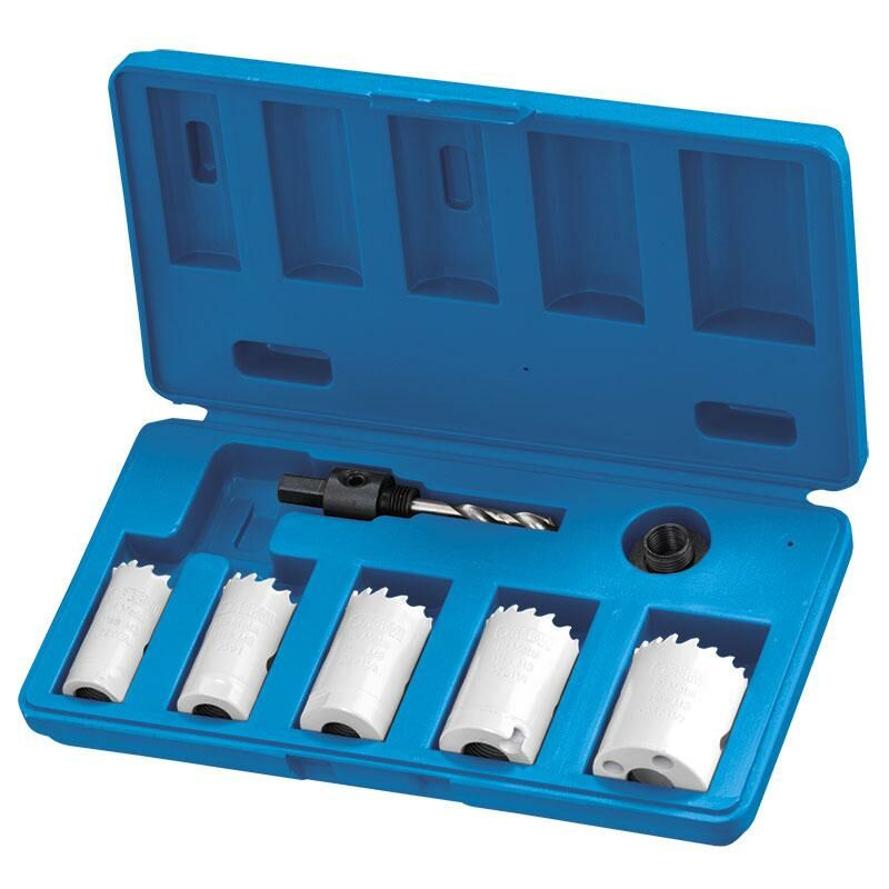 foto del prodotto kit seghe a tazza riparatore in valigetta 7 pz per trapano fervi 0712 005