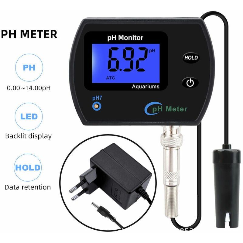 foto del prodotto kit sensore tester digitale per monitoraggio della temperatura ph 2 in 1 0 14,0 ph misura la calibrazione automatica