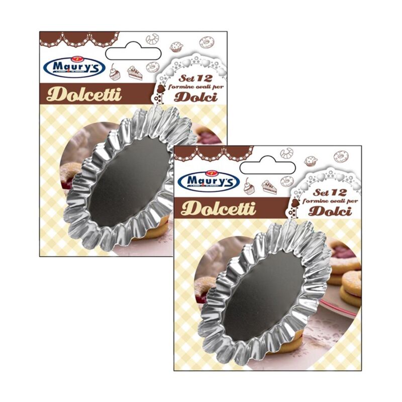 foto del prodotto kit set 2 pz maury s formine ovali per dolci in set da 12 pezzi da 8 cm