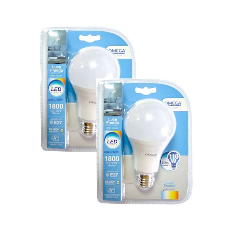 foto del prodotto kit set 2 pz maury s lampadina goccia a led a70 20w 6000k a luce fredda