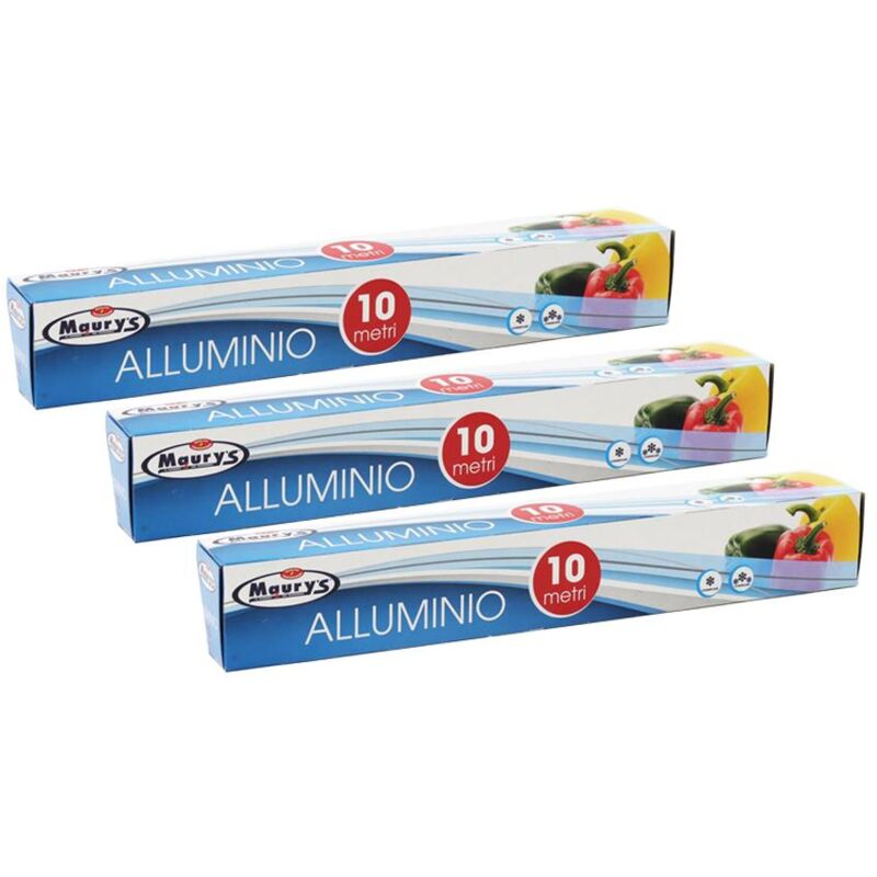 foto del prodotto kit set 3 pz maury s carta di alluminio in rotolo da 10 mt