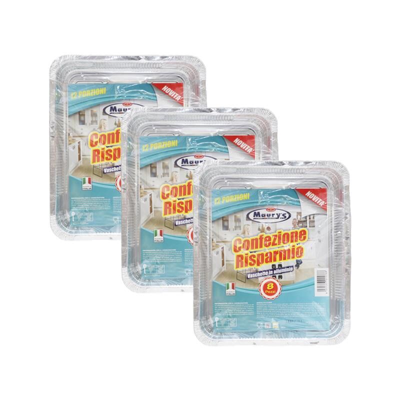 foto del prodotto kit set 3 pz maury s contenitore in alluminio in confezione da 8 pezzi
