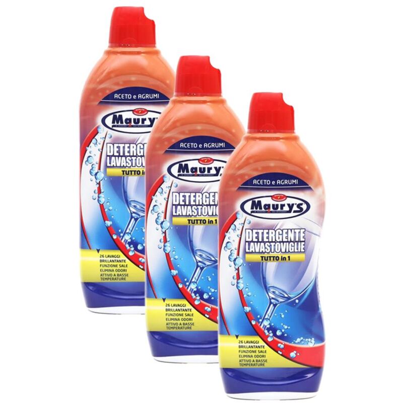 foto del prodotto kit set 3 pz maury s detersivo lavastoviglie gel 650 ml aceto e agrumi