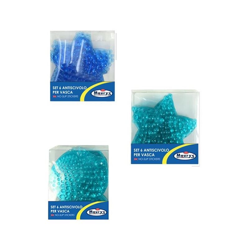 foto del prodotto kit set 3pz maury s stickers antiscivolo per vasca o doccia 6pz colori assortiti