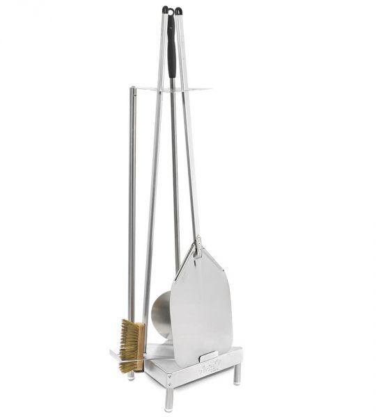 foto del prodotto kit set 4 pz pizza fatta in casa pala palettino spazzola lunghezza 120 cm supporto acciaio inox made in italy qualit professionale