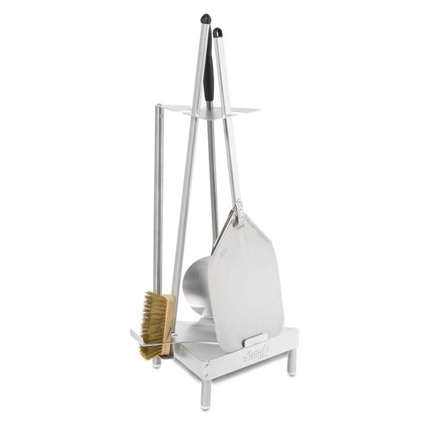 foto del prodotto kit set 4 pz pizza fatta in casa pala palettino spazzola lunghezza 90 cm supporto acciaio inox made in italy qualit professionale