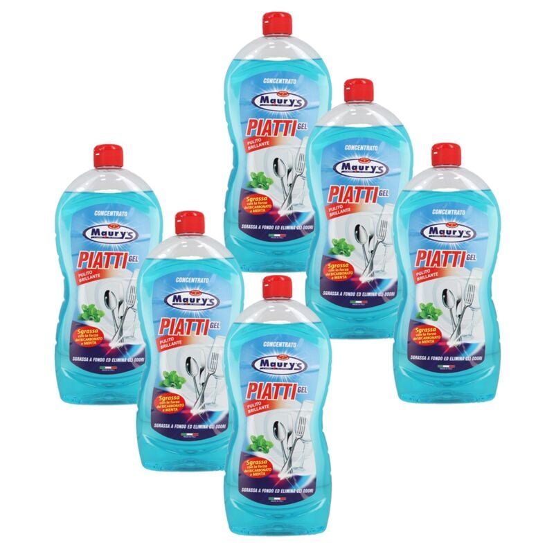 foto del prodotto kit set 6 pz maury s sapone piatti gel 1 lt igienizzante con bicarbonato