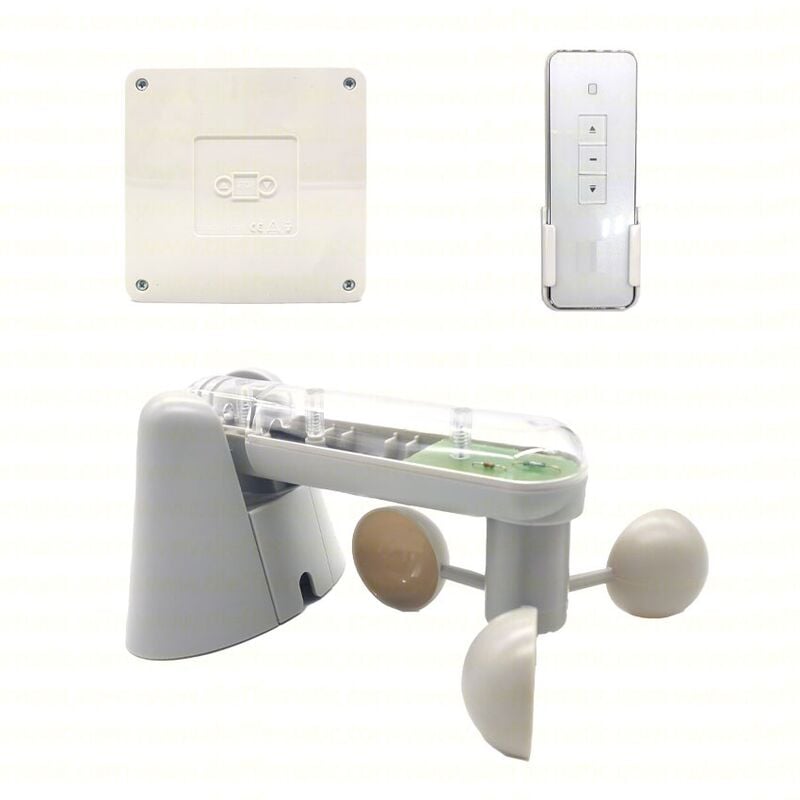 foto del prodotto kit set centralina sensore vento anemometro tenda da sole con radiocomando kitbt