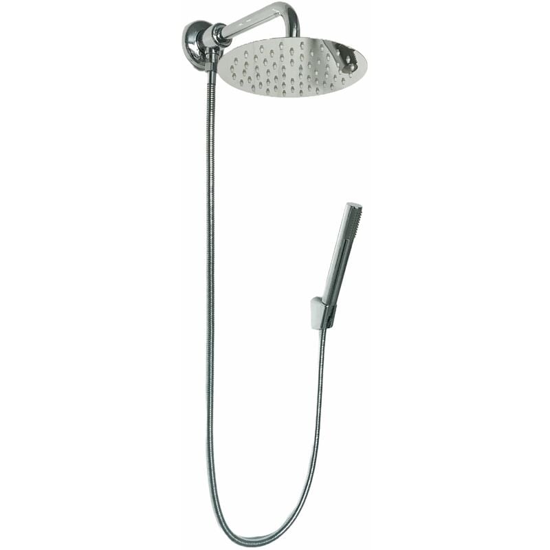foto del prodotto kit set doccia deviatore a pressione con doccetta tonda, soffione 20 cm braccio 30 cm
