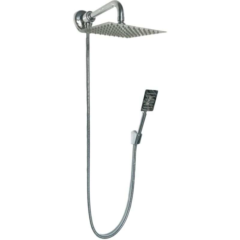 foto del prodotto kit set doccia squadrato con deviatore con doccetta e soffione e braccio 25 cm