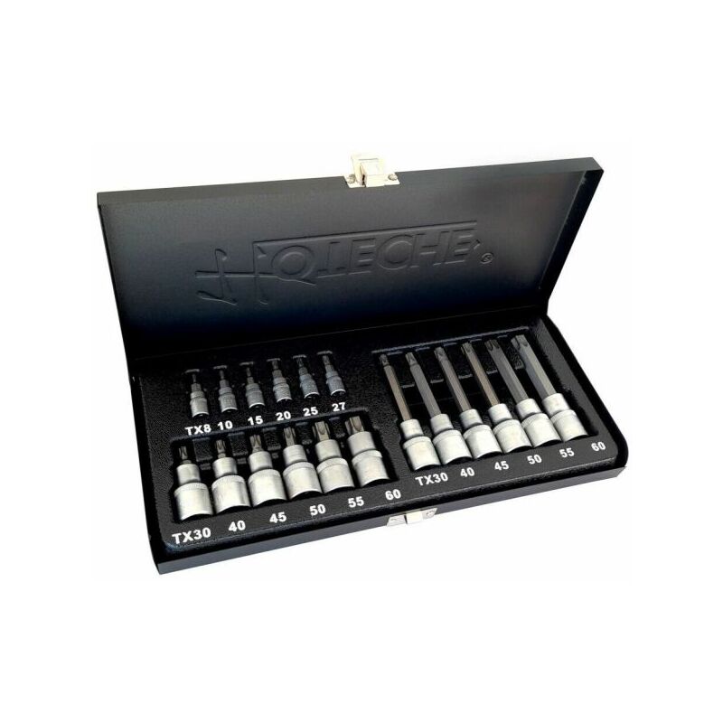 foto del prodotto kit set inserti chiavi 18 pz bussole chiavi torx 1 4 1 2 in valigia 203202