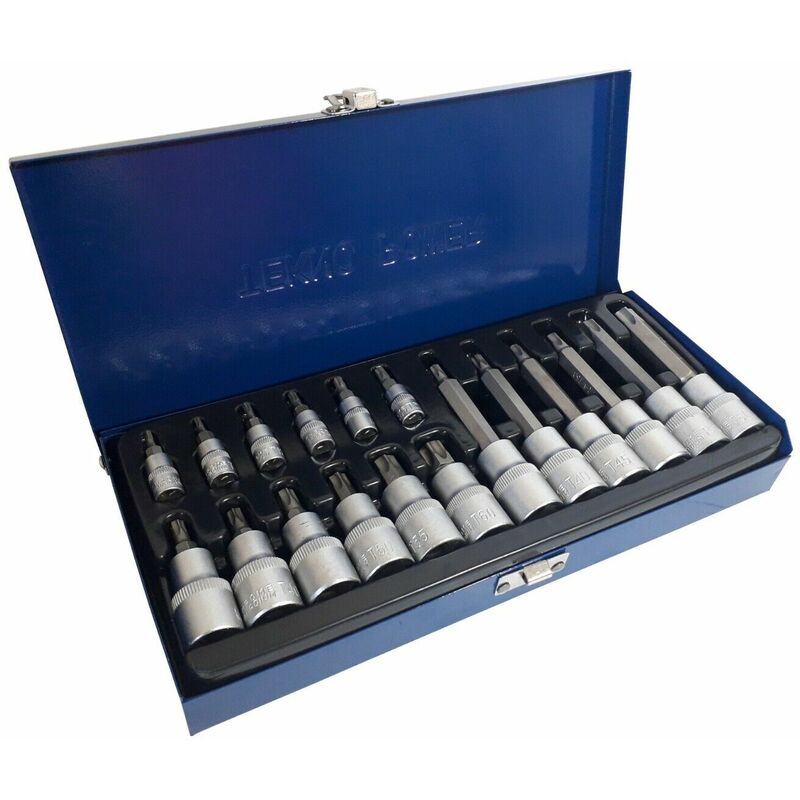 foto del prodotto kit set inserti chiavi 19 pz bussole chiavi torx 1 4 1 2 in valigia