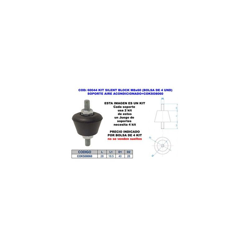 foto del prodotto kit silent block m8x60 4 unit supporto aria condizionata kso8060