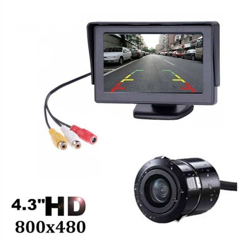 foto del prodotto kit sistema telecamera di backup con cavo per sistema di backup con vista posteriore per auto camion furgone pickup camper da 4,3''