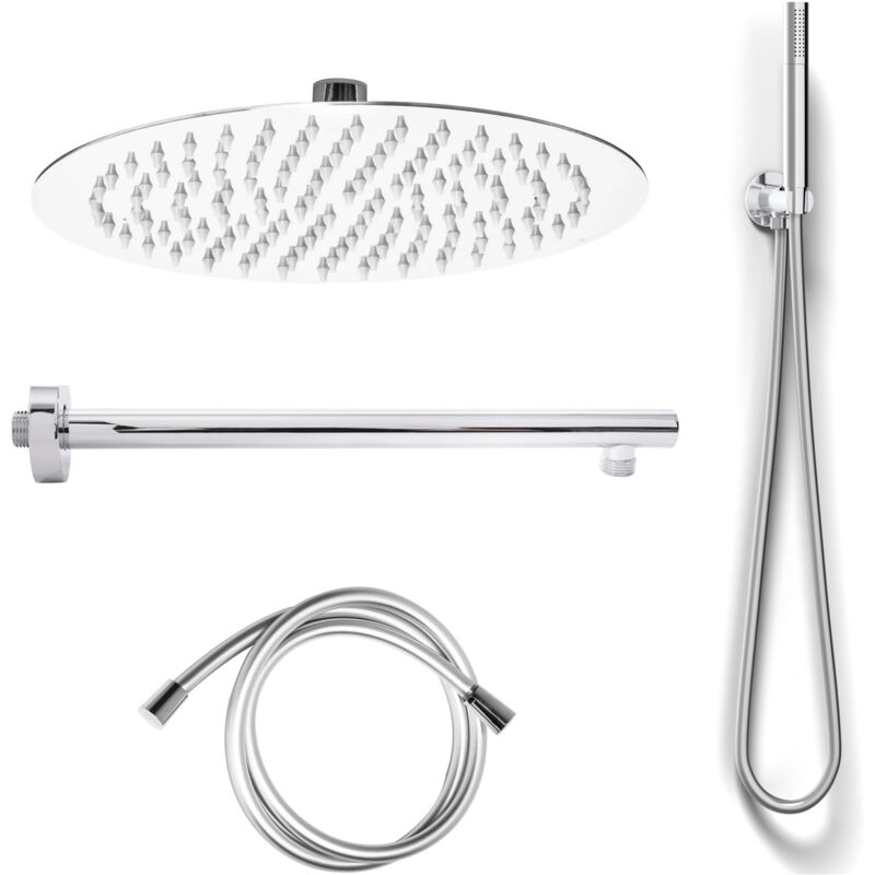 foto del prodotto kit soffione doccino braccio doccia tondo inox 1 getto mod. slim