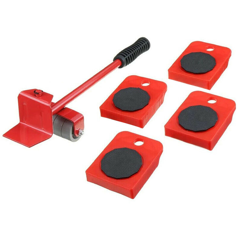 foto del prodotto kit sollevatore sposta mobili trasloco con 4 piastre con ruote piu leva