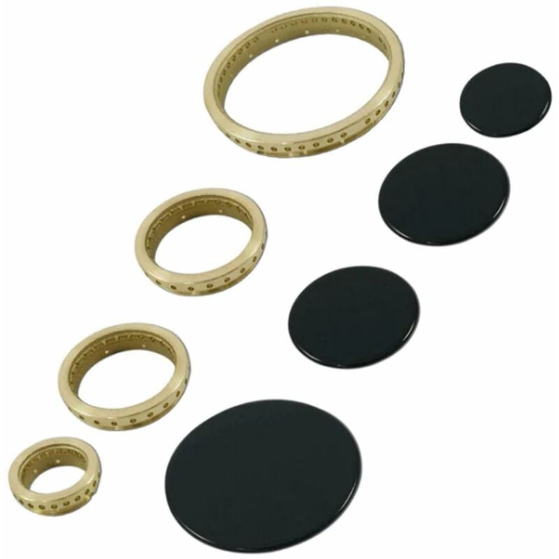 foto del prodotto kit spartifiamma ottone e piattelli smaltati neri piani cottura ariston indesit