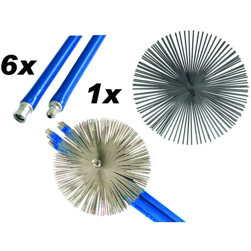 foto del prodotto kit spazzacamino - 6 aste da cm.140 + scovolo cm.25