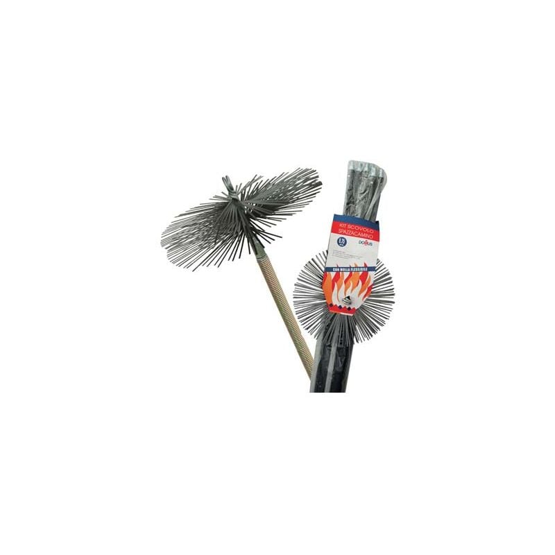 foto del prodotto kit spazzacamino per pulizia camino canna fumaria scovolo 250 mm 8,40 mt 20852v con molla 29998 