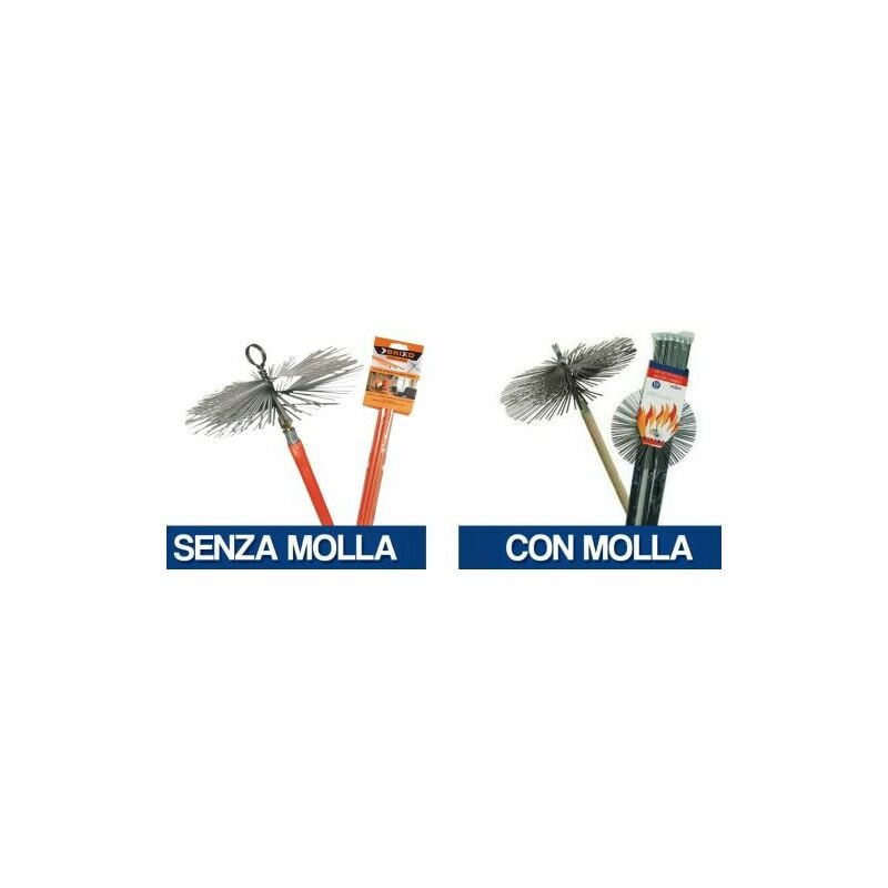 foto del prodotto kit spazzacamino per pulizia camino canna fumaria scovolo 250 mm 8,40 mt 20852v senza molla 20852 