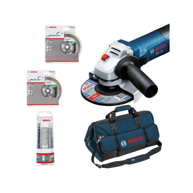 foto del prodotto kit speciale piastrellista bosch smerigliatrice gws 7 125 2 dischi diamantati 1 borsa per il trasporto 06159975h2