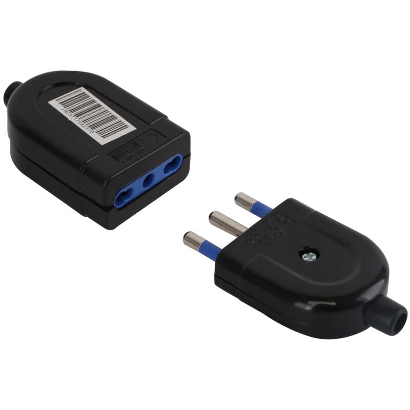 foto del prodotto kit spina e presa elettrica bipasso per prolunga p17-11 volante 16a nero