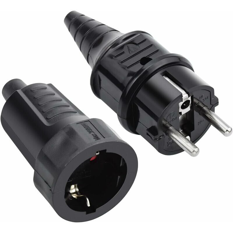 foto del prodotto kit spina maschio e presa femmina in gomma, 250 v 16 a, ip44, nero