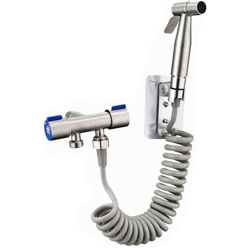 foto del prodotto kit spruzzatore per bidet portatile doccia wc spruzzatore per wc portatile con spruzzatore per valvola del tubo in acciaio inossidabile