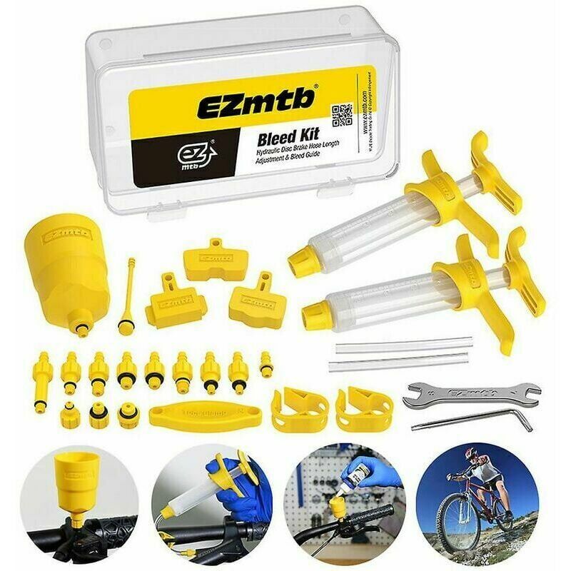 foto del prodotto kit spurgo freni bicicletta, olio minerale idraulico, compatibile con shimano, magura, tektro, sram series strumenti professionali per la