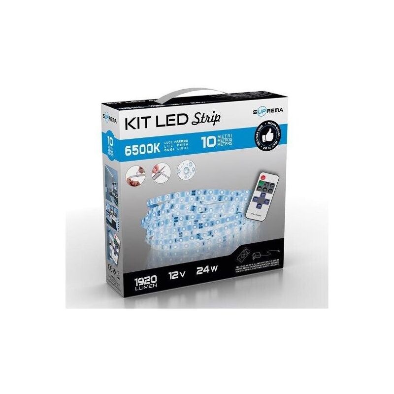 foto del prodotto kit striscia led 10mt 6500k con telecomando