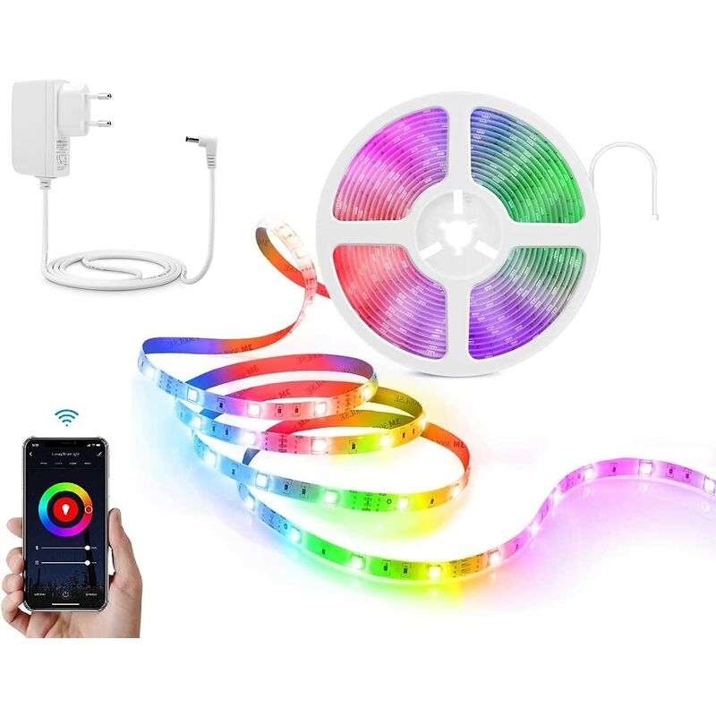 foto del prodotto kit striscia led 5 metri smart wi fi rgb bianco caldo homcloud