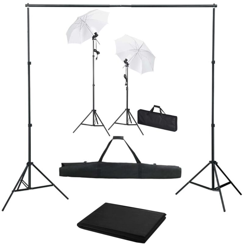 foto del prodotto kit studio fotografico con fondali luci e ombrelli vidaxl