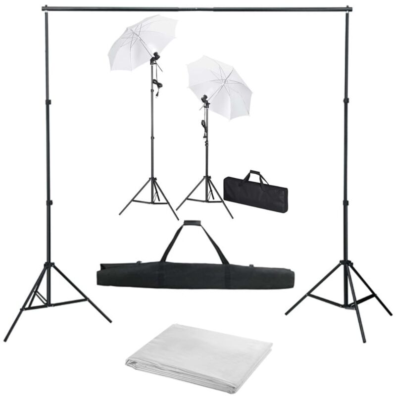 foto del prodotto kit studio fotografico con fondali luci e ombrelli vidaxl