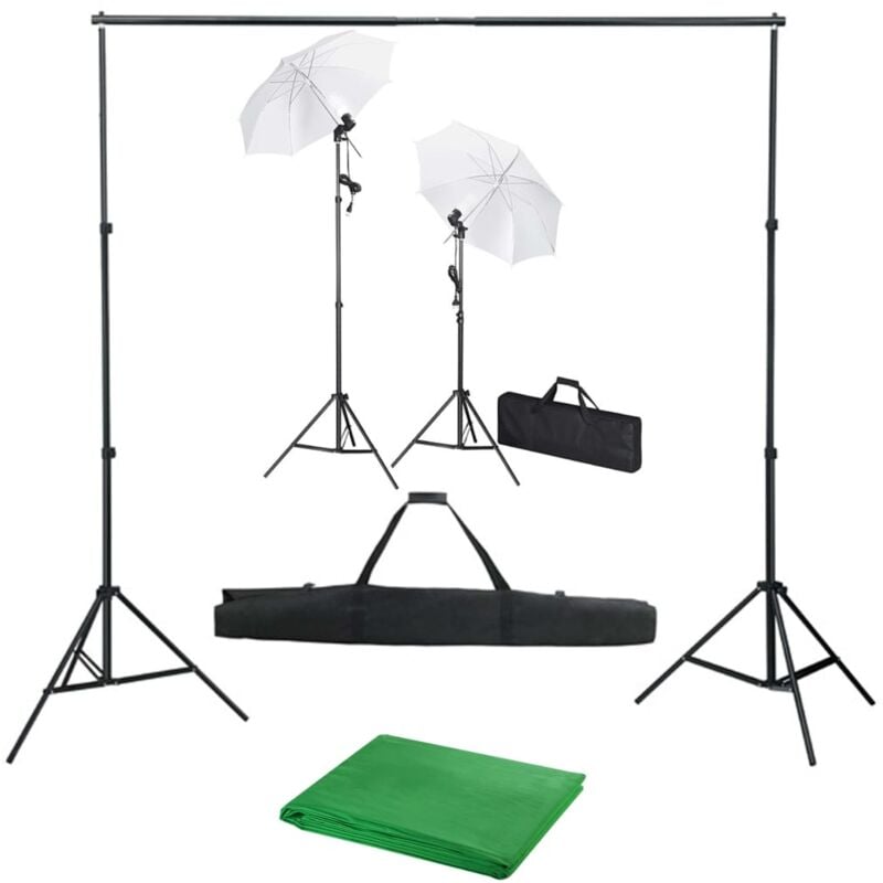 foto del prodotto kit studio fotografico con fondali luci e ombrelli vidaxl