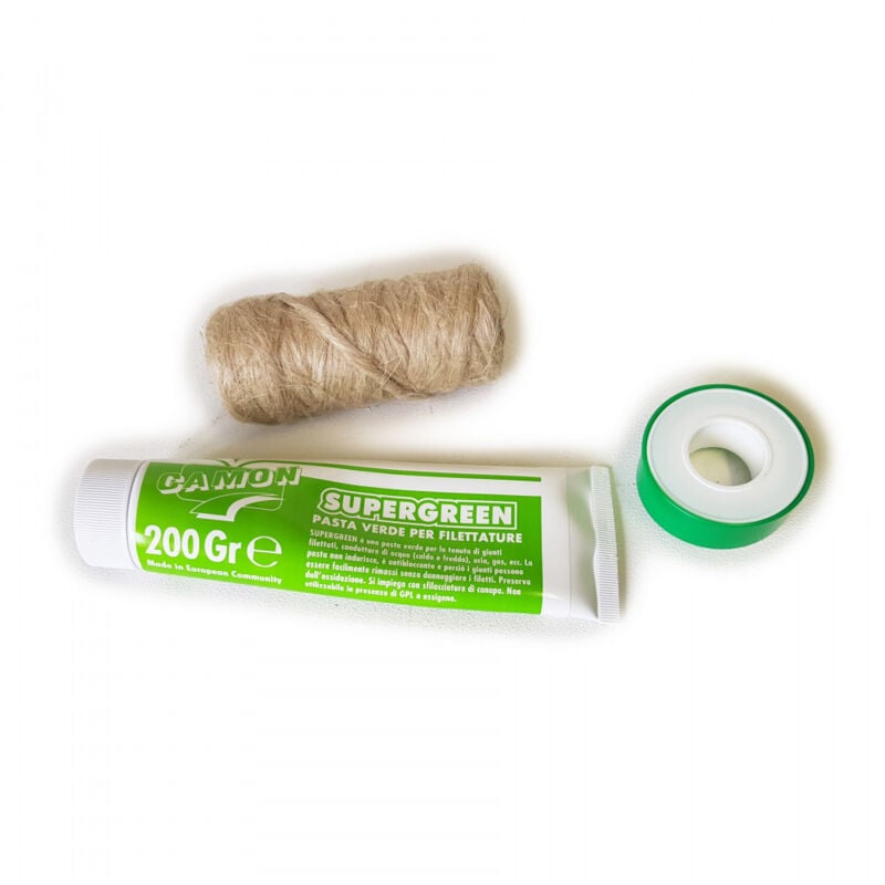 foto del prodotto kit supergreen pasta verde pi matassina canapa e nastro ptfe