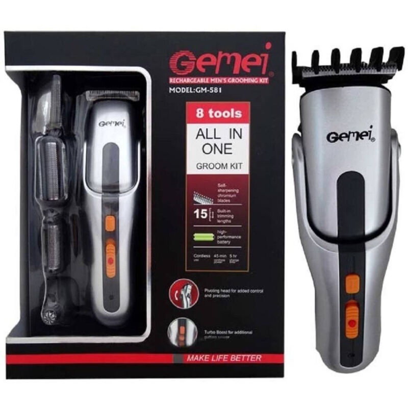 foto del prodotto kit tagliacapelli trimmer rasoio uomo 8in1 ricaricabile batteria cordless gm 581 maxtech